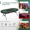 Giantex 10 Players Poker Table with Cup Holder, Folding Casino Leisure Table with 4 USB Ports, Extra Lights, Easy to Assemble, Foldable Game Poker Tables for Texas, Card Games (Green) view 3