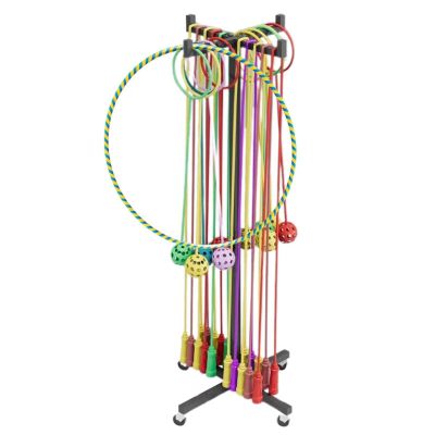 4 Wheeler Hula Ring Trolley, Metal Mobile Jump Rope Tree Rack, Hula Hoop Stand Up Holders Stand, School Gym Exercise Gymnastics Training Hula Hoops Storage Cart(High 80cm/31.5in)