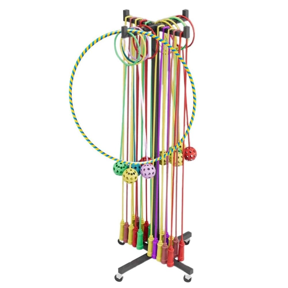 4 Wheeler Hula Ring Trolley, Metal Mobile Jump Rope Tree Rack, Hula Hoop Stand Up Holders Stand, School Gym Exercise Gymnastics Training Hula Hoops Storage Cart(High 80cm/31.5in)