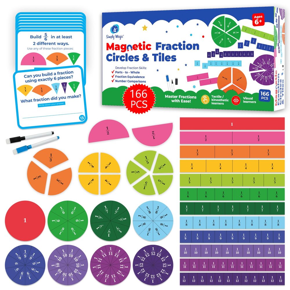178 PCS Magnetic Fraction Circles & Tiles Simply Magic Fraction Magnets