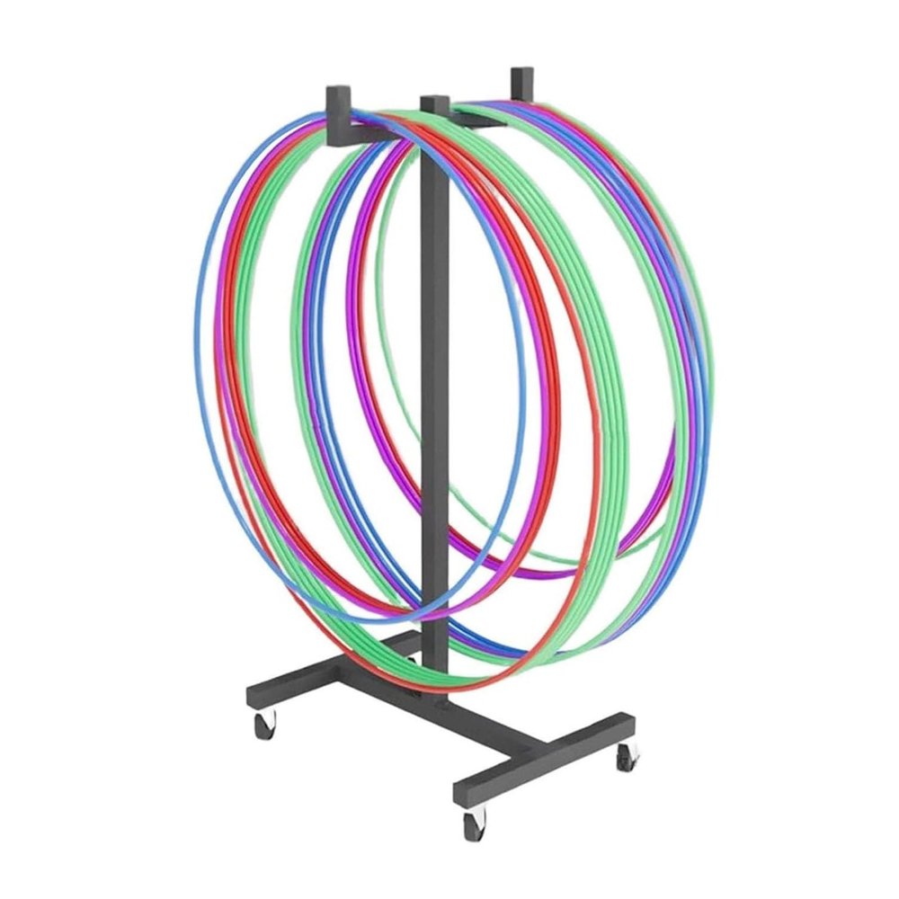31.4in Mobile Hula Hoop Rack, Hula Hoop and Jump Rope Storage Holder Cart, Equipment Display for Gym/Gymnastics Club/Training Ground/Sales Store