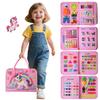KAWITLO Montessori Toddler Busy Board Toys, Girls Unicorn Learning Sensory Toy, Toddler Travel Toy, Children's Educational Activity Busy Book, Birthday Gift (Pink) view 1
