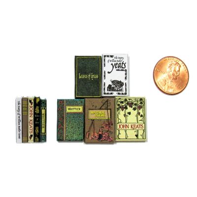 5 Pc Poetry Set Miniature 1/12 Scale Illustrated Readable Books Yeats Keats Whittier Whitman and Wayside Poems by Little Things of Interest