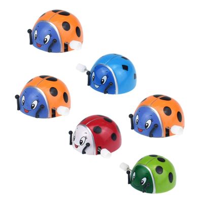 6pcs Plastic Ladybug Clockwork for Fun Party Playthings to Enhance Imagination Coordination Skills Easter Decorations and Goody Bag Fillers Random Color