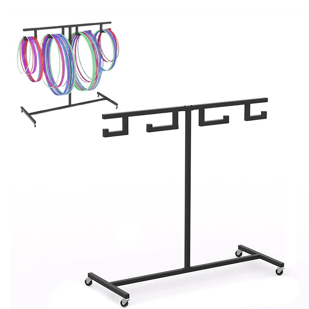 39.3 x 15.7 x 43.3 in Hula Hoop Stand Up Holders Stand, Metal Mobile Jump Rope Tree Rack, School Gym Exercise Hula Hoops Storage Cart, for Gym/Gymnastics Club/Training Ground/Sales Store