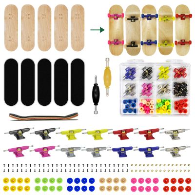 DisplayMore Premium Wooden Fingerboard Deck - Includes Prolific Foam Tape & Multicolour Wheels, The Classic - 30mm x 100mm - Pre-Drilled Holes Size (164PCS Finger Skateboard DIY Set)