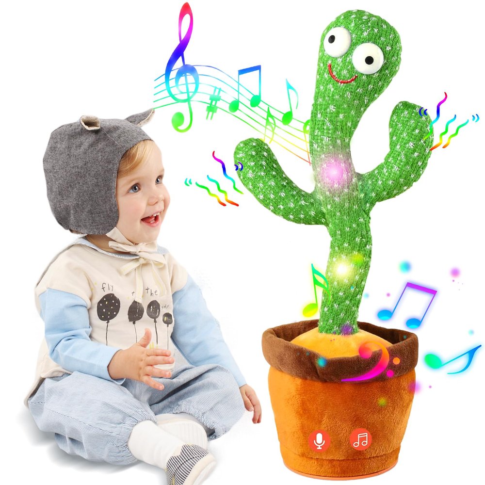 Abcrand Dancing Talking Cactus Easter Baby Toy, Talking Mimicking Recording Toy Repeats What You Say, Singing Cactus with 120 Songs, Interactive Dancing Easter Gifts for Kids Toddlers Boys Girls