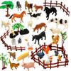 AQXYTK Realistic Farm Animal Figurines, Plastic Farm Figurines Playset Includes Fences, Cake Topper Cognitive Development Role Play Set (53 pcs) view 1