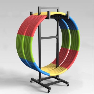 31.4 in Hula Hoop Holder Stand, Metal Jump Rope Storage Rack, Hula Hoop Organizer Cart for Home Gym Office, Space-Saving Hula Hoop Display Stand, Mobile