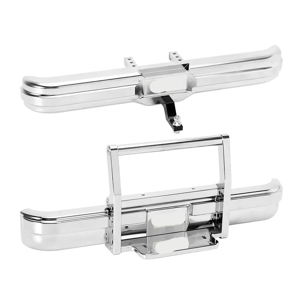 Aluminum Front Rear Bumper Compatible with 1 10 Scale FMS FCX10 K5 Upgrade Parts Chrome Version(Both)