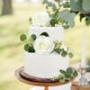 16pcs Artificial 3D Flower Cake Toppers White Rose Floral Cake Decors for White Wedding Anniversary Bridal Engagement Fairy Baby Shower Valentine's Mother's Day Birthday Party Decoration view 3