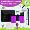 Binoculars for Kids, Kids Binoculars Toys for 3 4 5 6 7 8 Years Boys and Girls, Set with Magnifying Glass & Compass - Birthday Gifts Outdoor Toy for Kid Ages 3-8 Toddler Camping (Purple) view 3