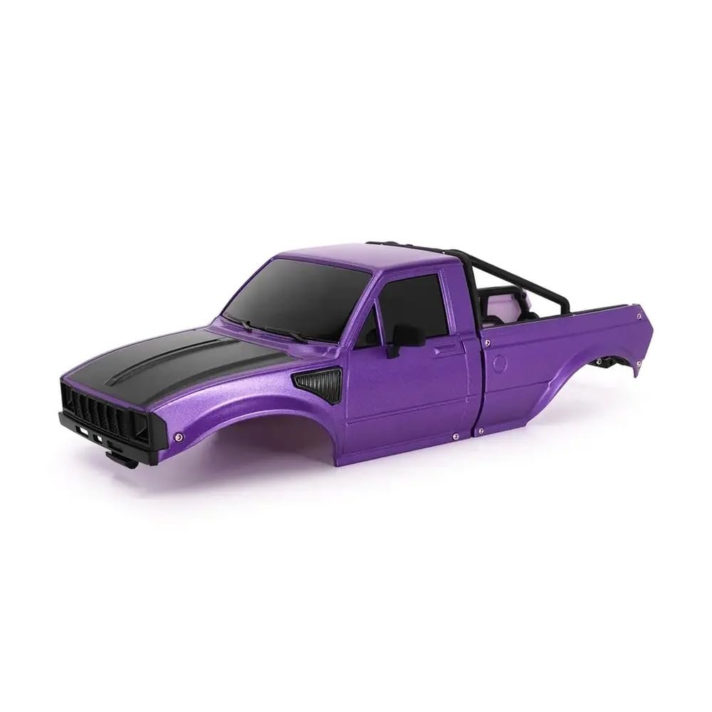 1/18 RC Crawler Hard Body Shell IR60 Pickup with Bed Rack Compatible with 1 18 Scale Off Road Vehicle Models Similar to(Unassembled Purple)