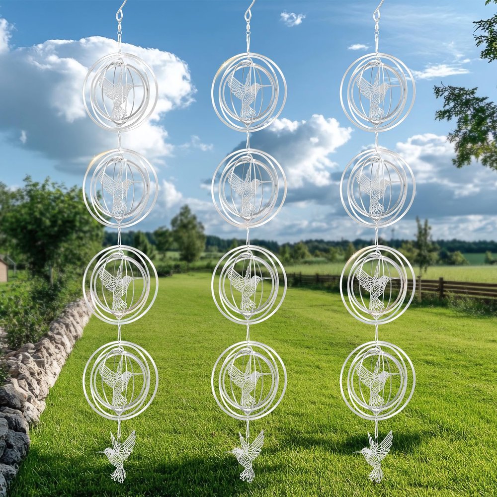 12PCS Stainless Steel Fly-Bird Wind-Spinners Bird Scare Discs Set, Super Reflective Two-Sided Bird Reflectors, Keep Birds Away from Yard Patio and Farm,Sparkly Wind Spinners Outdoor Garden Decor