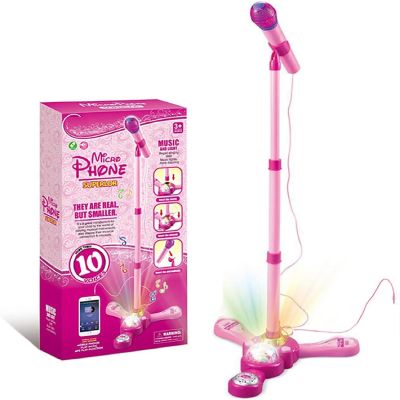 Kids Karaoke Machine with Stand,Karaoke Machine Kid,Kids Microphone with Flashing Stage Lights Adjustable Stand Gift for Children