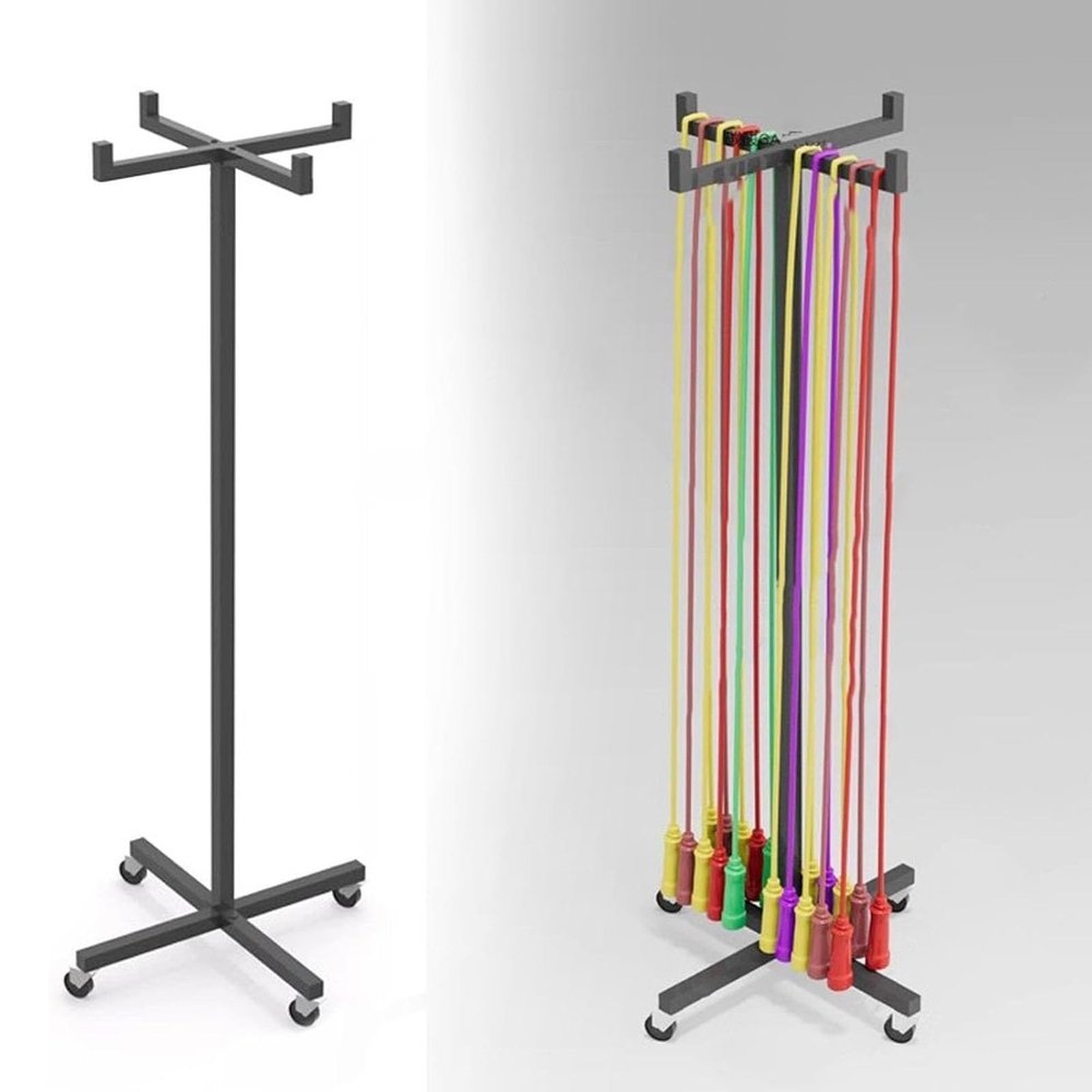 80 120 cm Jump Hoop Rope Storage Rack, Metal Mobile Hula Hoop Holder Stand, Hula Hoop Organizer Cart for Home Gym Office, Space-Saving Hula Hoop Display Stand(High 80cm/31.5in)
