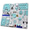Interactive Montessori Busy Board with TV Remote  19.6x23.6 in Turquoise Wooden Activity Toy  Handmade Sensory Board for Toddlers  Educational Push & Pull Toy Ages 13 (With a wall mount kit) view 1