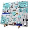 Interactive Montessori Busy Board with TV Remote  19.6x23.6 in Turquoise Wooden Activity Toy  Handmade Sensory Board for Toddlers  Educational Push & Pull Toy Ages 13 (With a wooden stand) view 1