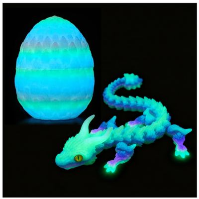 3D Printed Dragon Eggs with Dragon Inside - Mystery Crystal 3D Print Dinosaur Toys Glow in The Dark Articulated Animals Fidget Toy, Stuff Fun Gifts for Adults, Teens, Boy, Easter