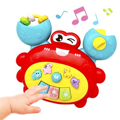 Baby Musical Toys for 1 Year Old Boy Girl, Light Up Music Developmental Learning Toy for Toddlers , Tummy Time Toy12 - 18 Months, Baby Birthday Gift (Crab)