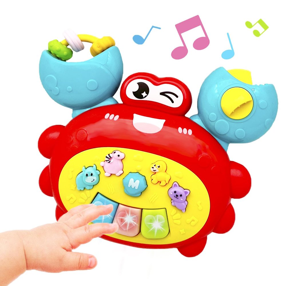 Baby Musical Toys for 1 Year Old Boy Girl, Light Up Music Developmental Learning Toy for Toddlers , Tummy Time Toy12 - 18 Months, Baby Birthday Gift (Crab)