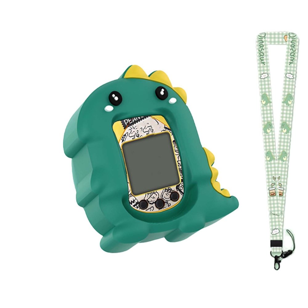 Case for Tamagotchi Nano with Lanyard  Cute Cartoon Silicone Protective Cover for Kids, Soft & Shockproof Shell for Tamagotchi Virtual Pet Keychain, Anti-Drop Holder Accessory (Green)