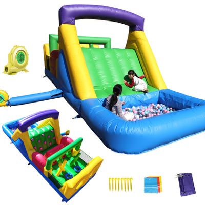 22FT Commercial Bounce House for Big Kids 8-12, 100% PVC Inflatable Obstacle Course with Water Slide(950W UL Blower),Splash Water Pool Ball Pit Heavy Duty Quality Outdoor Party 22x8x8.2FT