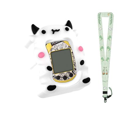 Case for Tamagotchi Nano with Lanyard Cute Cartoon Silicone Protective Cover for Kids, Soft & Shockproof Shell for Tamagotchi Virtual Pet Keychain, Anti-Drop Holder Accessory (White)