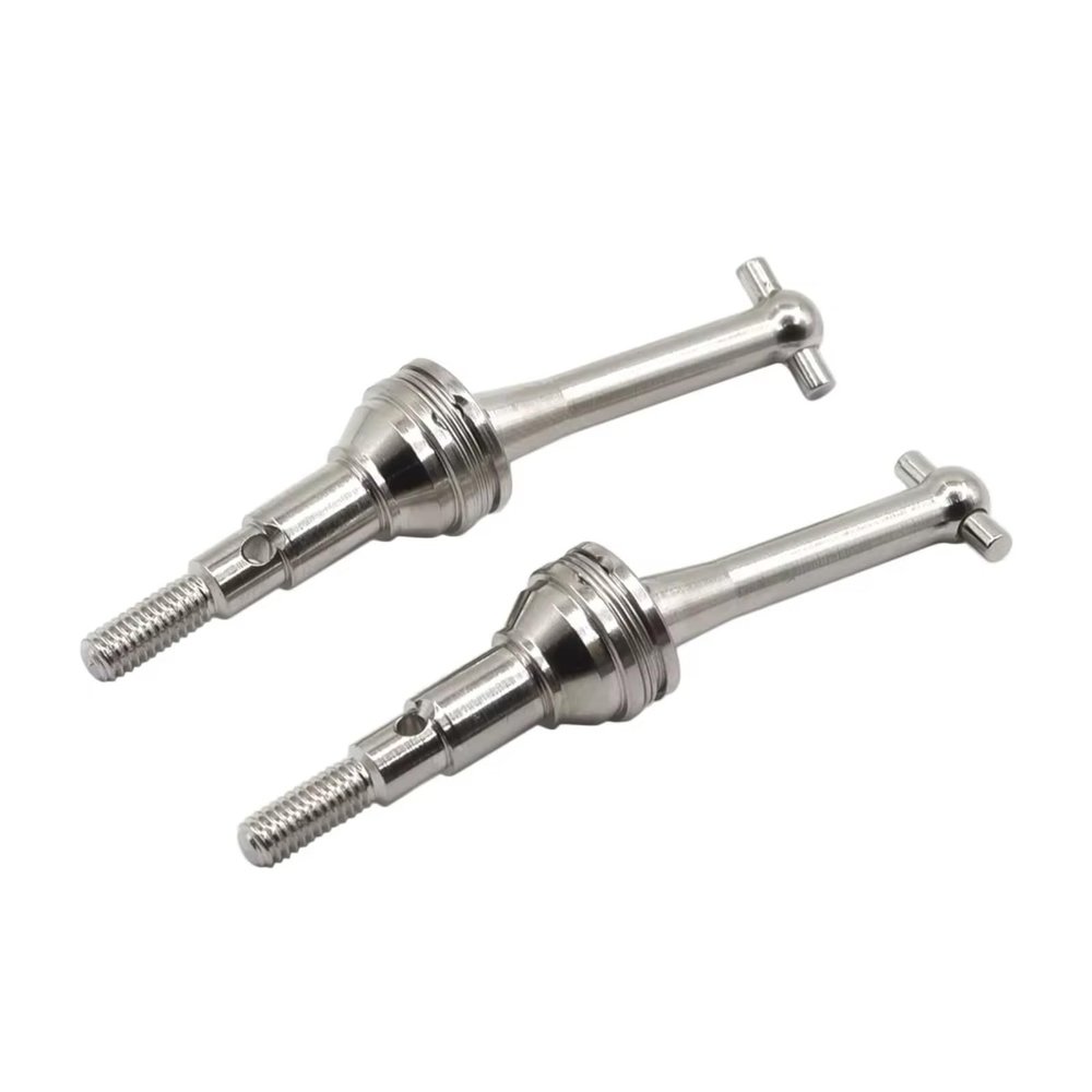 SERBNOPG RC Car Drive Shaft for MJX for Hyper Go Truck 14301 14302 CVD 14410 1/14 RC Car Upgrade Parts Accessories 2Pcs Metal Drive Shafts Dog Bone(Silver)