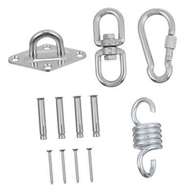 1Set Hammock Chair Hanging Kit Hooks with Spring Snap Swivel Includes Mounting Screws Anchors for Indoor Outdoor Use Strong Bearing Capacity Easy Installation for Gyms