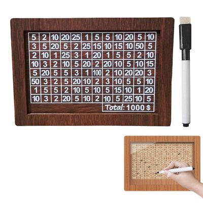 20000 Dollar Wooden Money Bank - Savings Challenge Box with Reusable Acrylic Board, for Kids & Boys (Color: Brown, Size: $1000)