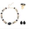 ZYIBPMSJKQCFK Women'S Necklace Earrings Ring Three Piece Black Set,black,47.5+11.4cm 2.8+2.5cm 1.4+1.1cm view 1