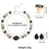 ZYIBPMSJKQCFK Women'S Necklace Earrings Ring Three Piece Black Set,black,47.5+11.4cm 2.8+2.5cm 1.4+1.1cm view 3