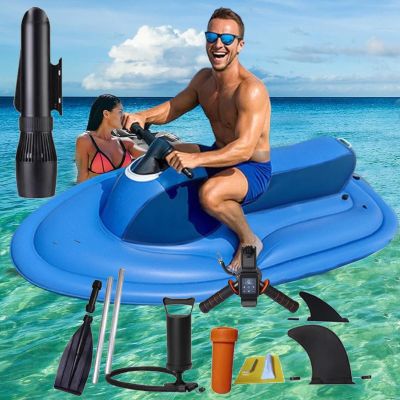 2025 Motorized Inflatable Ride-On Watercraft Pool Float - Summer Electric Motor Boat Jet Ski Inflatable Foldable Boat With 500w Underwater Scooter,Detachable Dual-Fin,PVC Material ,Boat+Thruster