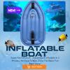 2025 Motorized Inflatable Ride-On Watercraft Pool Float - Summer Electric Motor Boat Jet Ski Inflatable Foldable Boat With 500w Underwater Scooter,Detachable Dual-Fin,PVC Material ,Boat+Thruster view 2