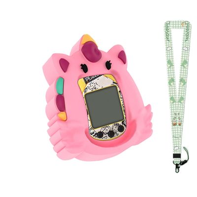 Case for Tamagotchi Nano with Lanyard Cute Cartoon Silicone Protective Cover for Kids, Soft & Shockproof Shell for Tamagotchi Virtual Pet Keychain, Anti-Drop Holder Accessory (Pink)
