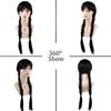 AKZKQKER Girls Wednesday Addams Wigs with Necklace Long Black Braided Wigs for Halloween Party Costumes view 4