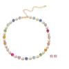 ZYIBPMSJKQCFK Bohemian Pearl Necklace Earrings 2-Piece Set Collarbone Chain,green,42.5+11.5cm view 2