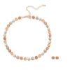 ZYIBPMSJKQCFK Bohemian Pearl Necklace Earrings 2-Piece Set Collarbone Chain,green,42.5+11.5cm view 3