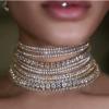 ZYIBPMSJKQCFK Bohemian Multi Layered Glass Necklace For Women,silvery,30.9+14.0cm view 2