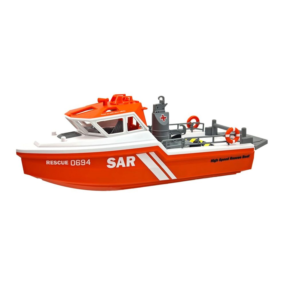 OYDL 1:32 Scale RC Rescue Boat, 2.4GHz Waterproof Remote Control Tugboat Simulation 8KM/H High-Speed Racing Boat for Pools & Lakes Fun Gift for Adults Teens