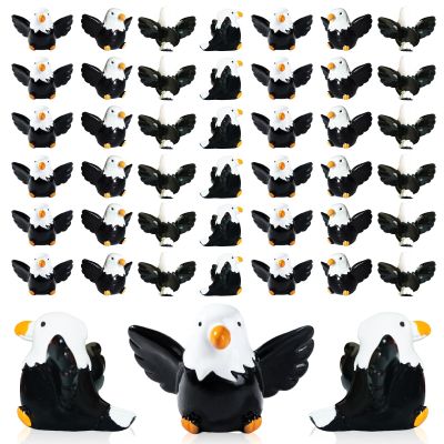40 Pack Mini Resin Bald Eagles, Wildlife Bald Eagle Figurines Statues Party Decor for Outdoor Garden, Lawn Displays and Independence Day Celebrations