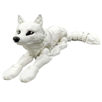 Articulating 3D Printed Wolf Collectible Display Piece, Personalized Gift - Articulating Posable Wolf (White, Large)