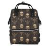 Baby Doll Diaper Bag Backpack - Pirate Style Skull Print Mommy Bag, Tactical Infant Baby Backpack, Fashion Travel Hiking Toddler Tote Nursing Nappy Bags for Dad Mom Women Men view 1