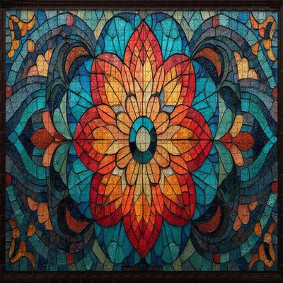 1000 Piece Puzzle for Adults Stained Glass Floral Mandala A Challenging and Vibrant Jigsaw Game for Art Lovers Adults Fun Wall Art and Family Night Gift Idea