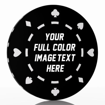 50-500 Custom Poker Chips, 40mm 11.5 Gram Clay Casino Chips with Your Logo, Text or Image, Personalized Drink Tokens for Bar, Party, Tournaments, Golf Club or Events (Black)