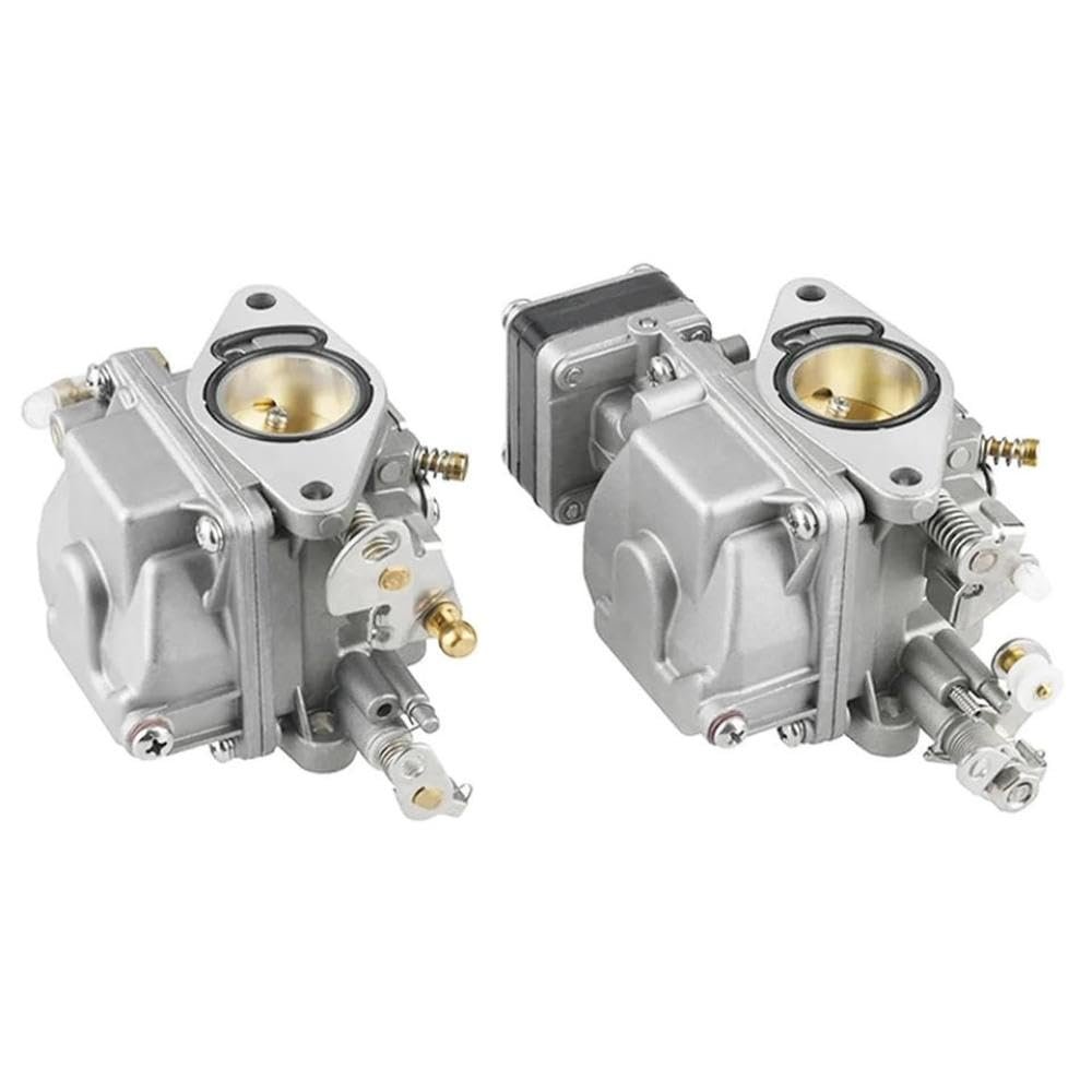 6L2-14301 6L2-14302 Carburetor Assy 2pcs Compatible with 2 Stroke 2 Cylinder Outboard Motor 20HP 25HP 25MLHU Models Fits 6L2-14302-00 6L2-14301