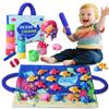 KAWITLO Montessori Toys for Toddlers, 29-Piece Cloth Fishing Game Set with Stacking Cups, Perfect for Toddler Birthday Gifts, Sensory Fishing Toy for Babies, Double Fishing rods view 1