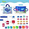 KAWITLO Montessori Toys for Toddlers, 29-Piece Cloth Fishing Game Set with Stacking Cups, Perfect for Toddler Birthday Gifts, Sensory Fishing Toy for Babies, Double Fishing rods view 2