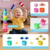 KAWITLO Montessori Toys for Toddlers, 29-Piece Cloth Fishing Game Set with Stacking Cups, Perfect for Toddler Birthday Gifts, Sensory Fishing Toy for Babies, Double Fishing rods view 3